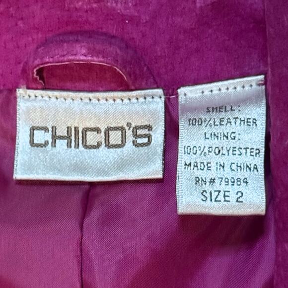 Vintage Chicos Fuchsia Purple Suede Jacket Womens 2 Button Size 2 (L) - Picture 5 of 6